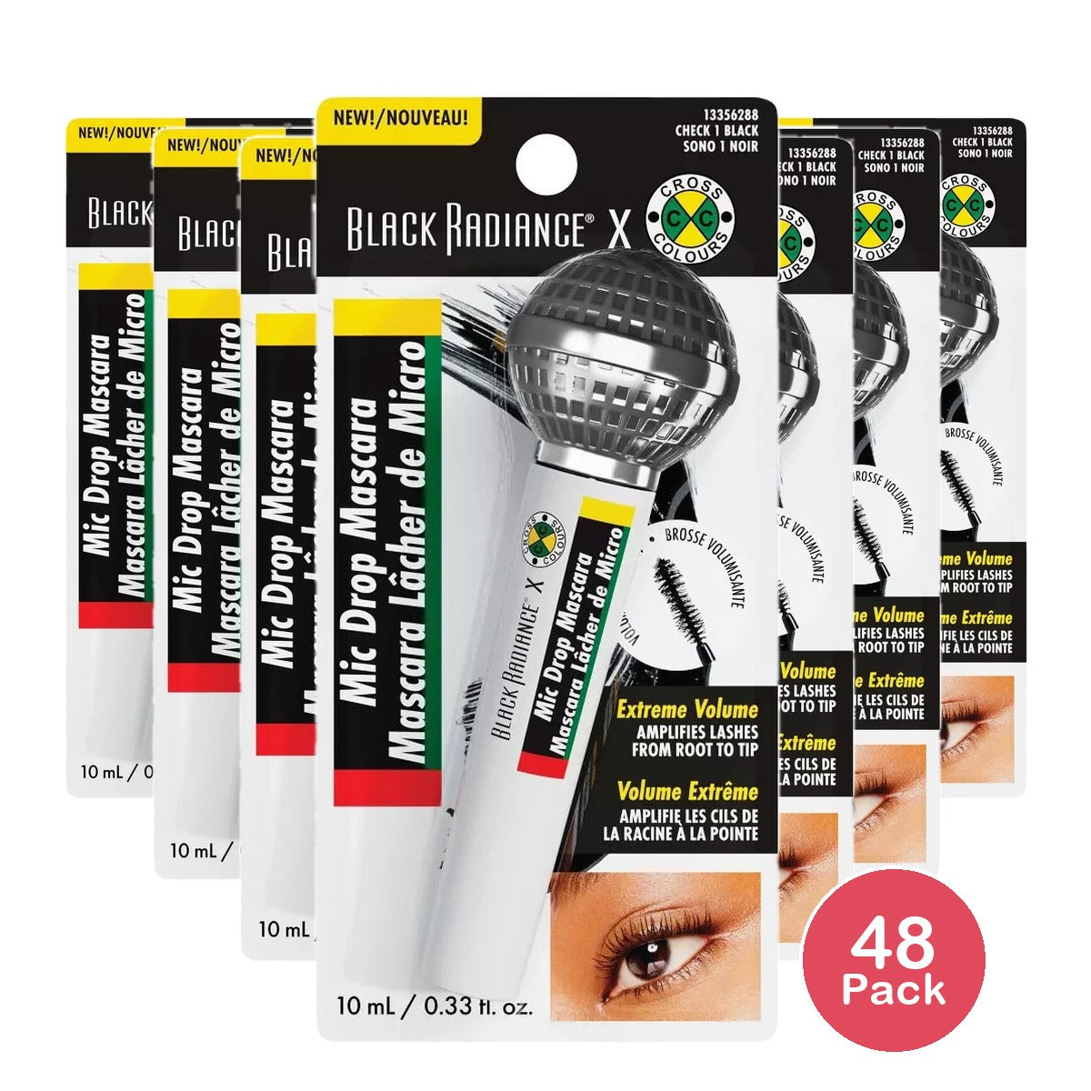 Black Radiance Cross Colors Mic Drop Mascara - Black - 0.33 fl oz (Pack of 48)