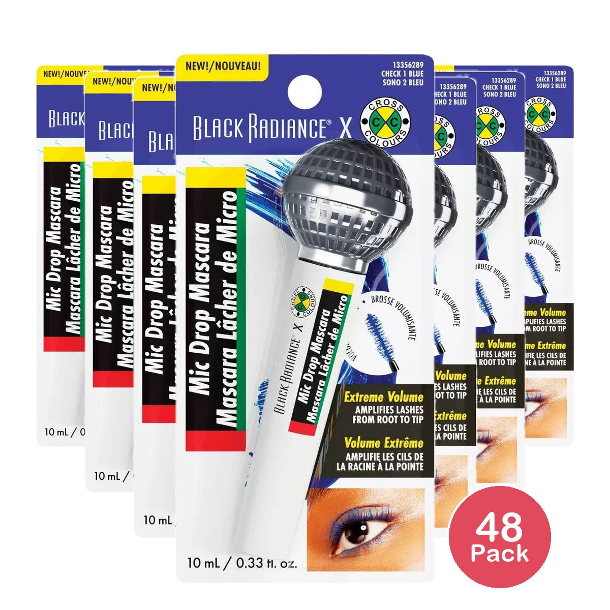 Black Radiance Cross Colors Mic Drop Mascara - Blue - 0.33 fl oz (Pack of 48)