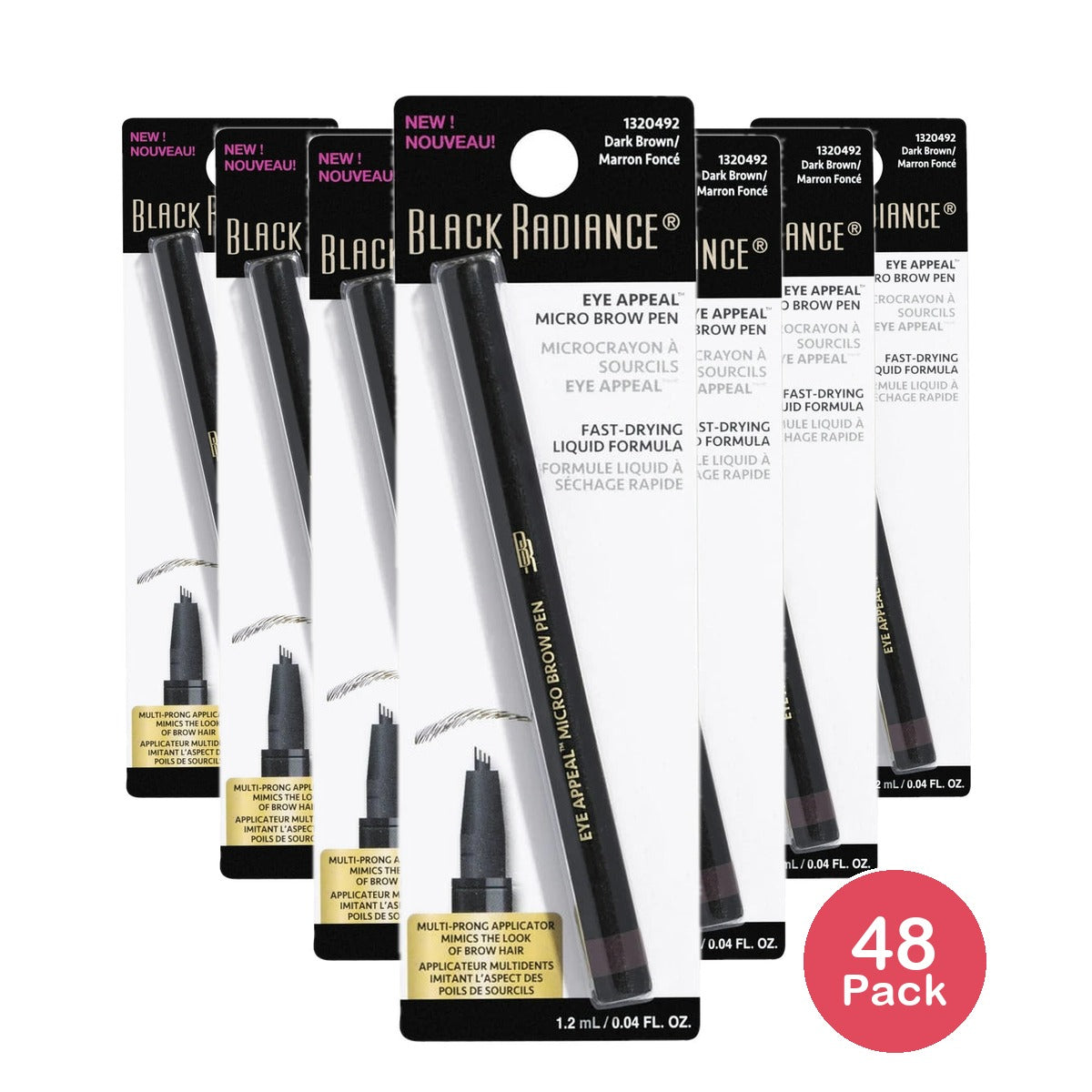 Black Radiance Eye Appeal Micro Eyebrow Pen - Dark Brown 0.04fl Oz (Pack of 48)