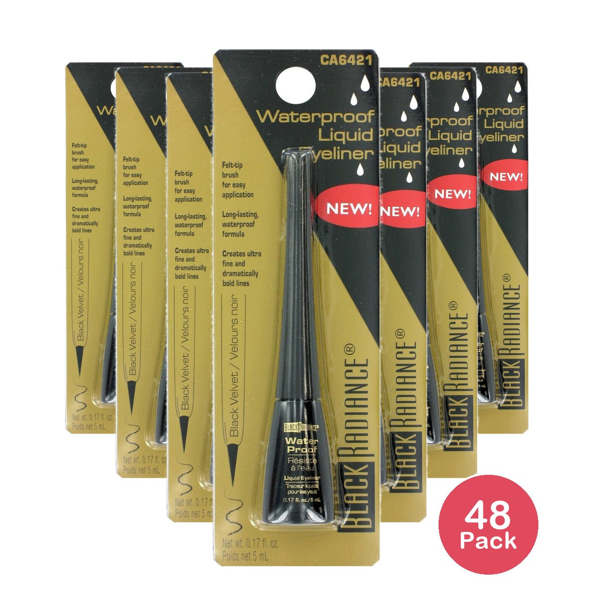 Black Radiance Waterproof Liquid Eyeliner Black Velvet (Pack of 48)