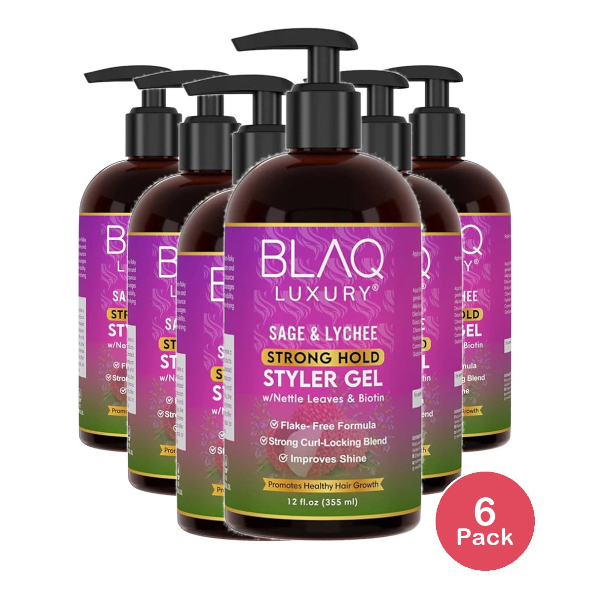 Blaq Luxury Sage & Lychee Strong Hold Styler Gel 12 Oz 12 Fl. Oz (Pack of 6)
