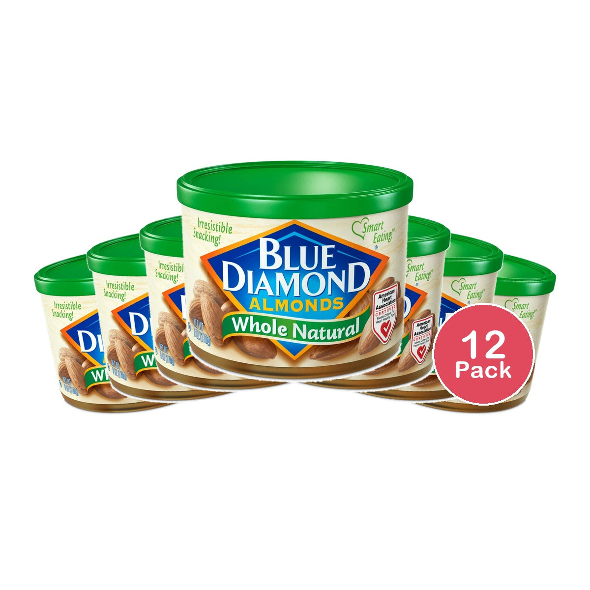 Blue Diamond Almonds, Raw Whole Natural, 6 OZ (Pack of 12)
