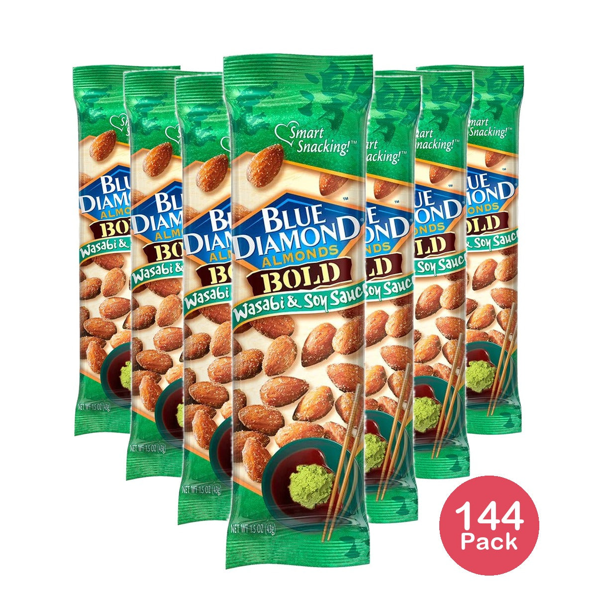 Blue Diamond Bold Wasabi and Soy Sauce Almonds 1.5 Oz (Pack of 144)
