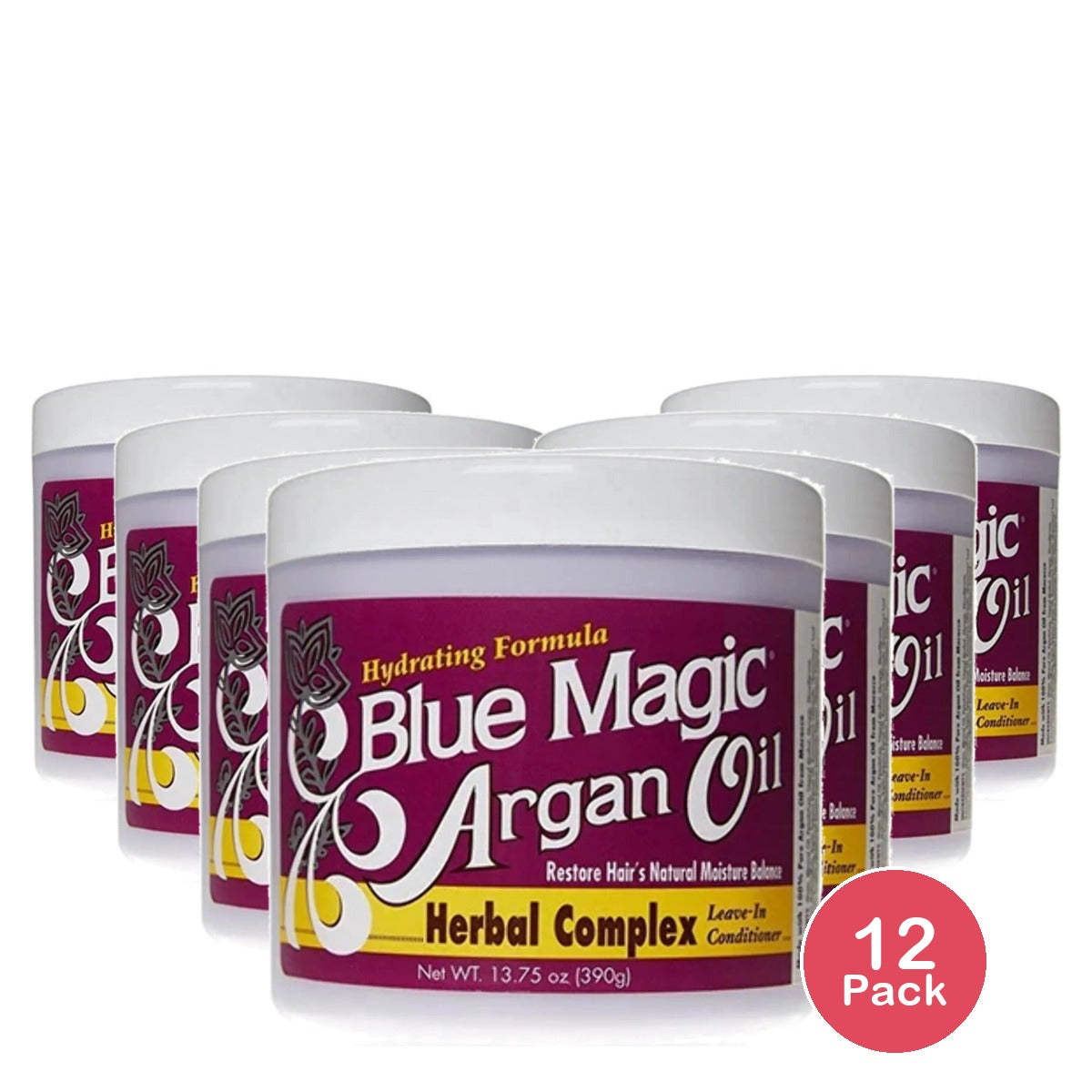 Blue Magic Argan Oil Herbal Complex Leave-In Conditioner 13.75 Oz (Pack of 12)
