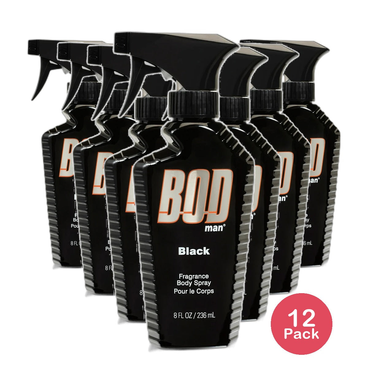 Bod Man Black Fragrance Body Spray 8Oz (Pack of 12)
