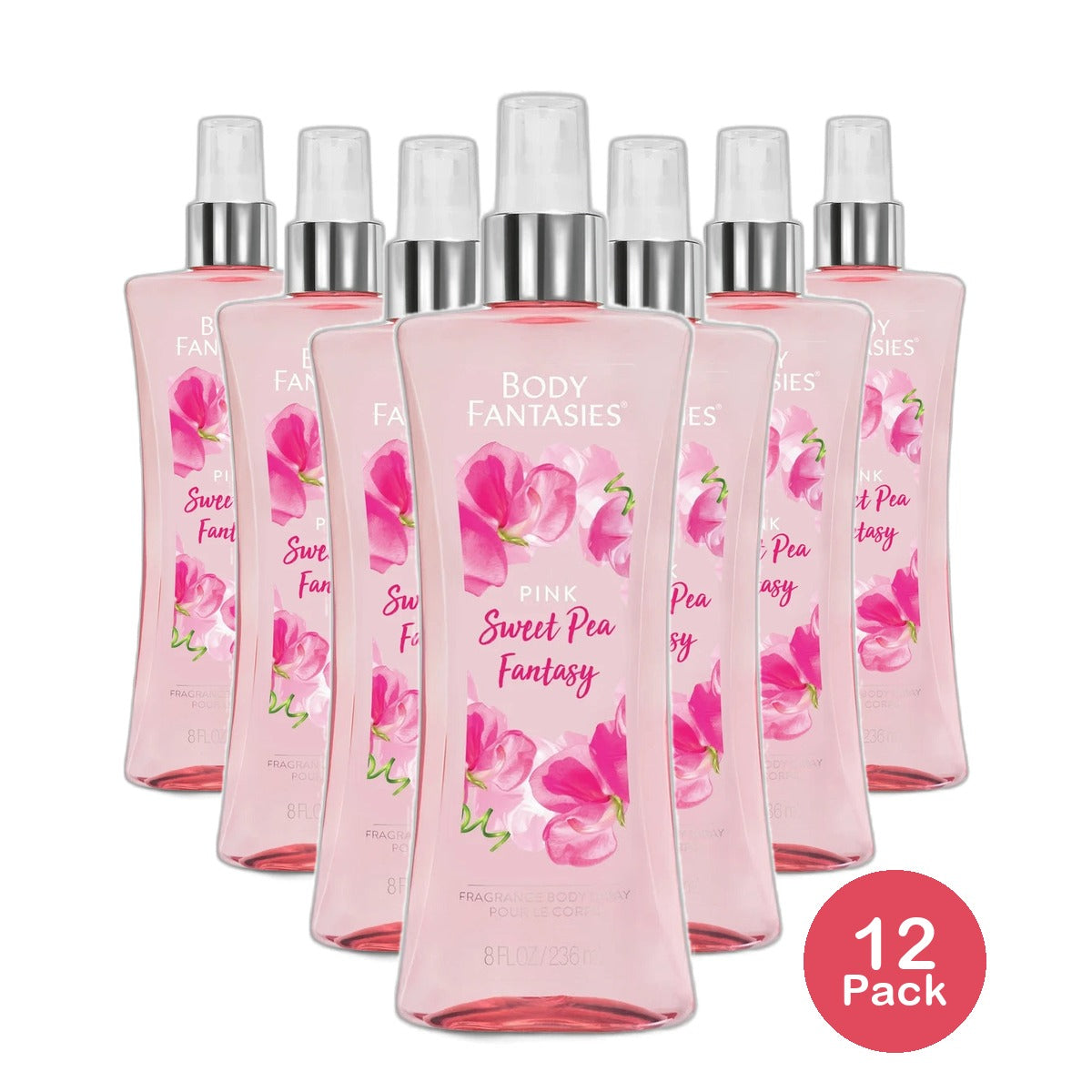 Body Fantasies Signature Pink Sweet Pea Fantasy Body Spray 8.1Oz (Pack of 12)