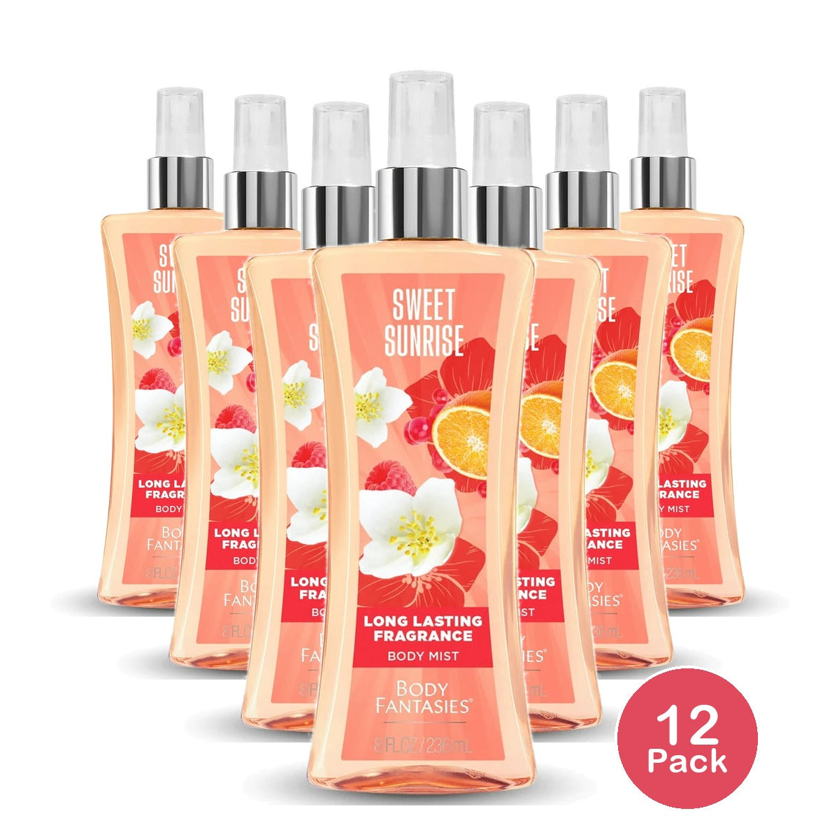 Body Fantasies Sweet Sunrise Body Spray for Women (Pack of 12) 8 Fl. Oz