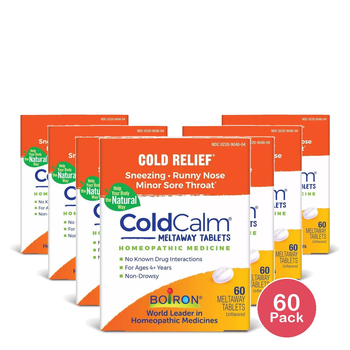 Boiron ColdCalm Tablet Relief of Common Cold Symptoms Sneezing, Runny Nose, Sore Throat, 60 Tablets (Pack of 60)