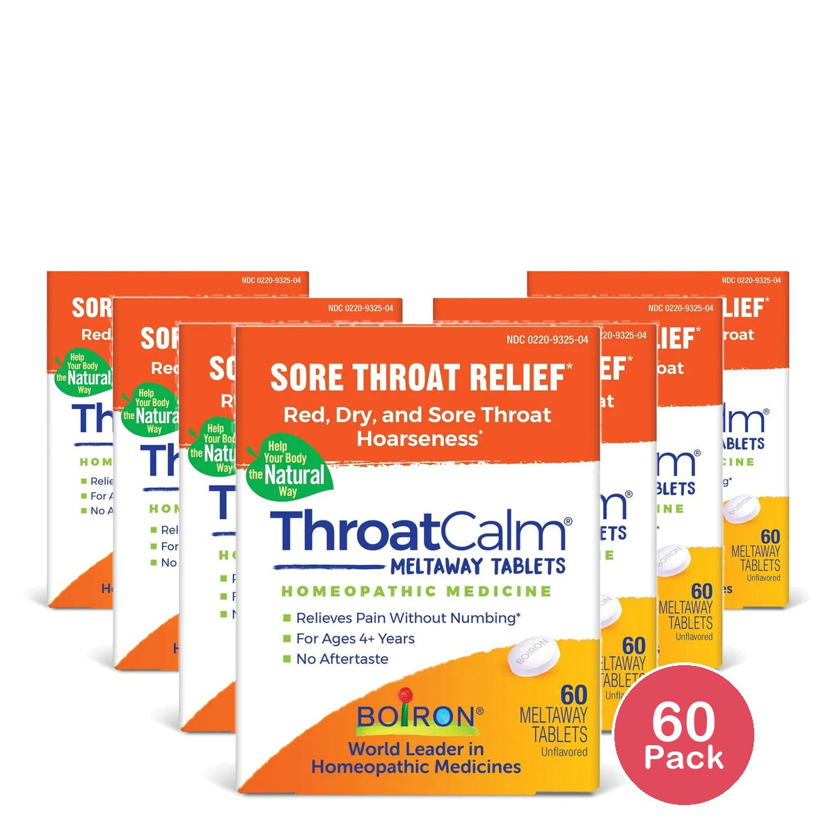 Boiron ThroatCalm Sore Throat Relief Tablets 1.4Oz (Pack of 60)