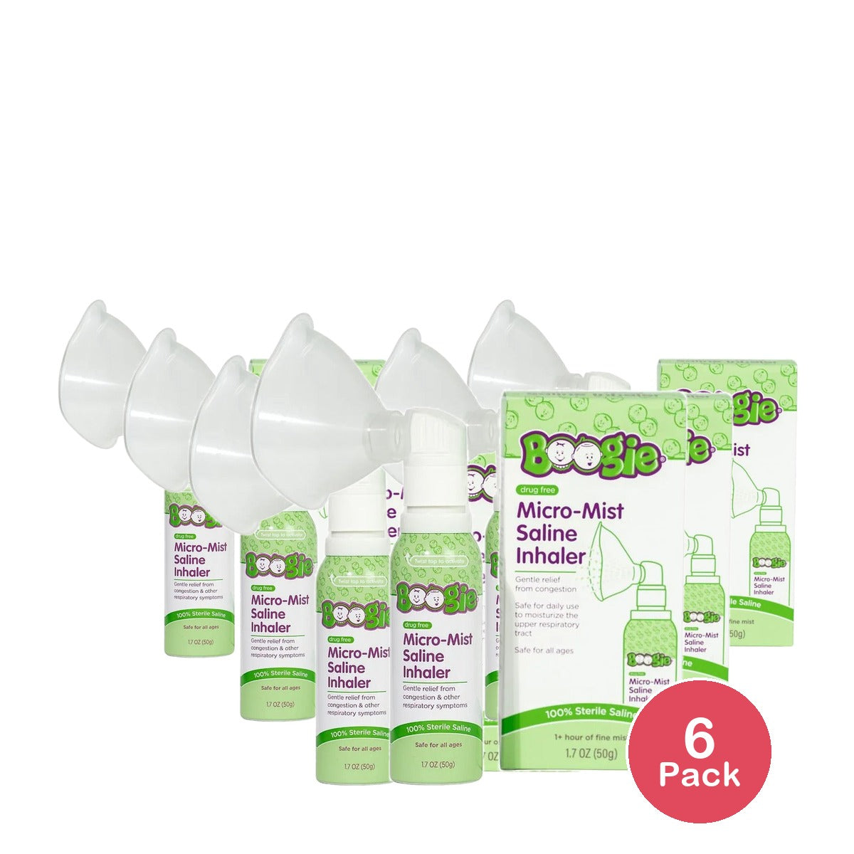 Boogie Micro-Mist Saline Inhaler 1.7 Oz (Pack of 6)
