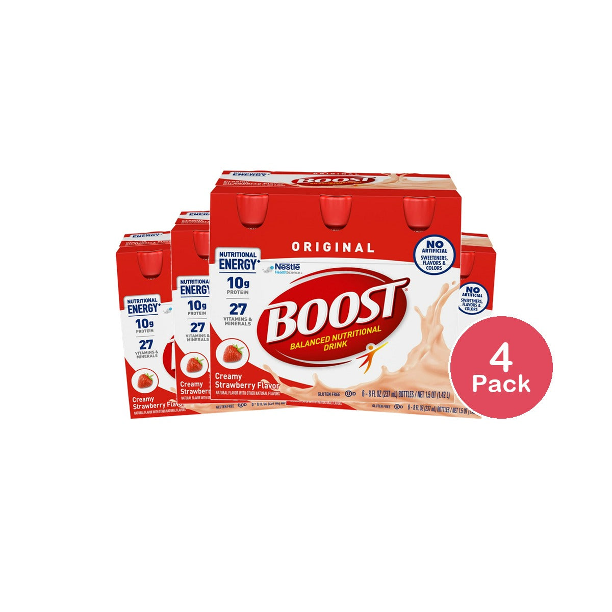 Boost Complete Nutritional Drink, Creamy Strawberry, (Pack of 4)