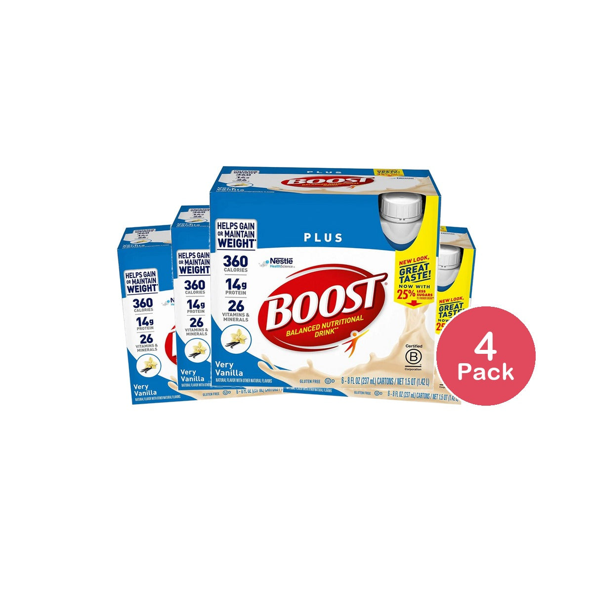 Boost Very Vanilla Complete Nutritional Drink 8 Oz (Pack of 4)