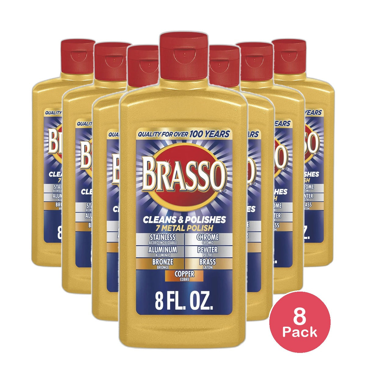 Brasso Multi-Purpose Metal Polish For Long-lasting Brilliant Shine 8Oz (Pack of 8)