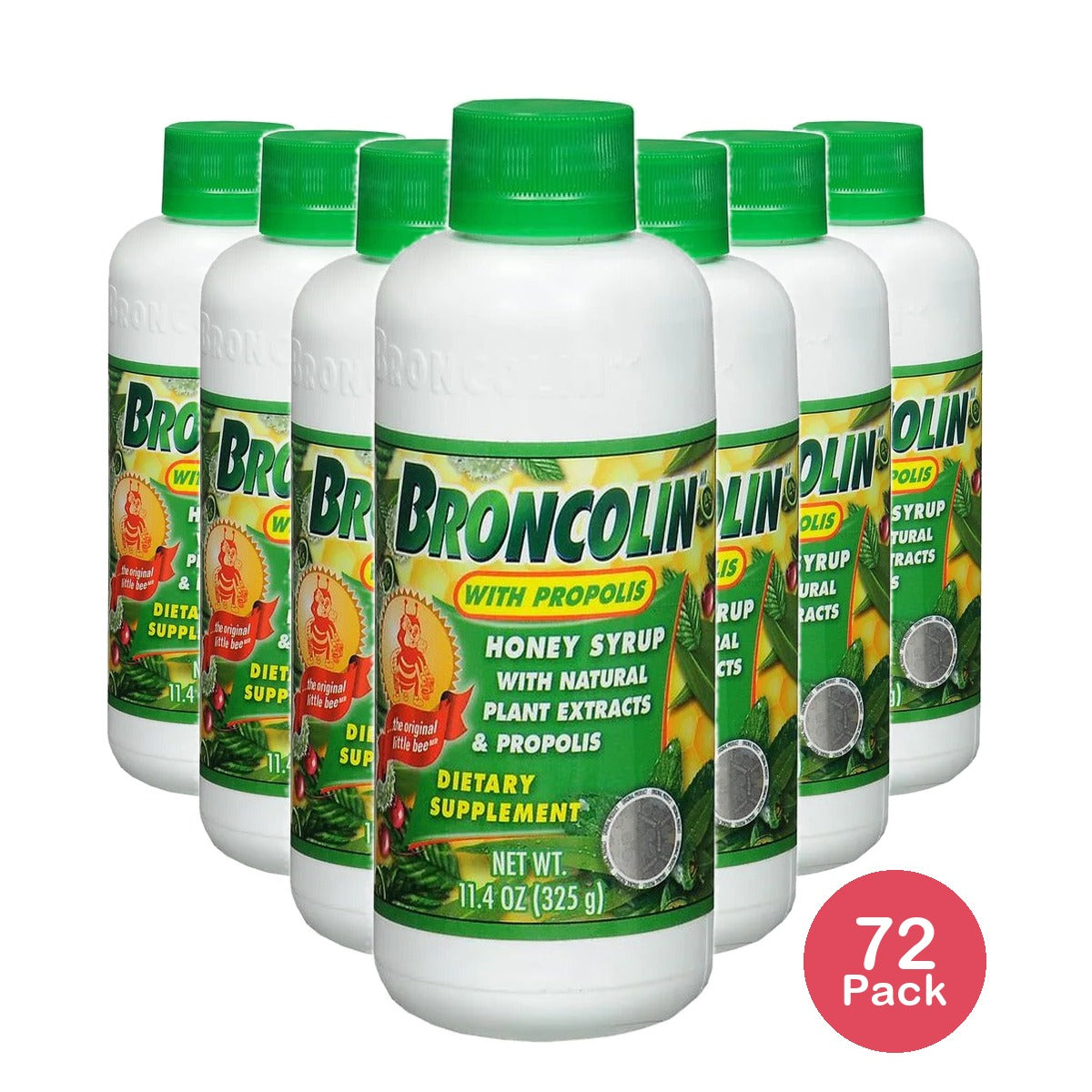 Broncolin Honey Bee Propolis Dietary Supplement Syrup 11.4 Fl Oz (Pack of 72)