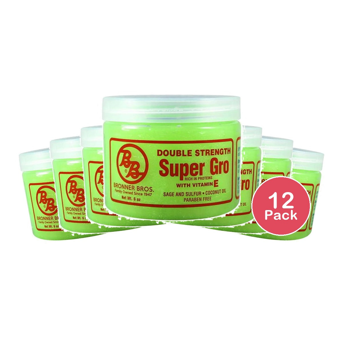 Bronner Brothers Double Strength Super Gro Treatment with Vitamin E 6 oz 6 Oz (Pack of 12)