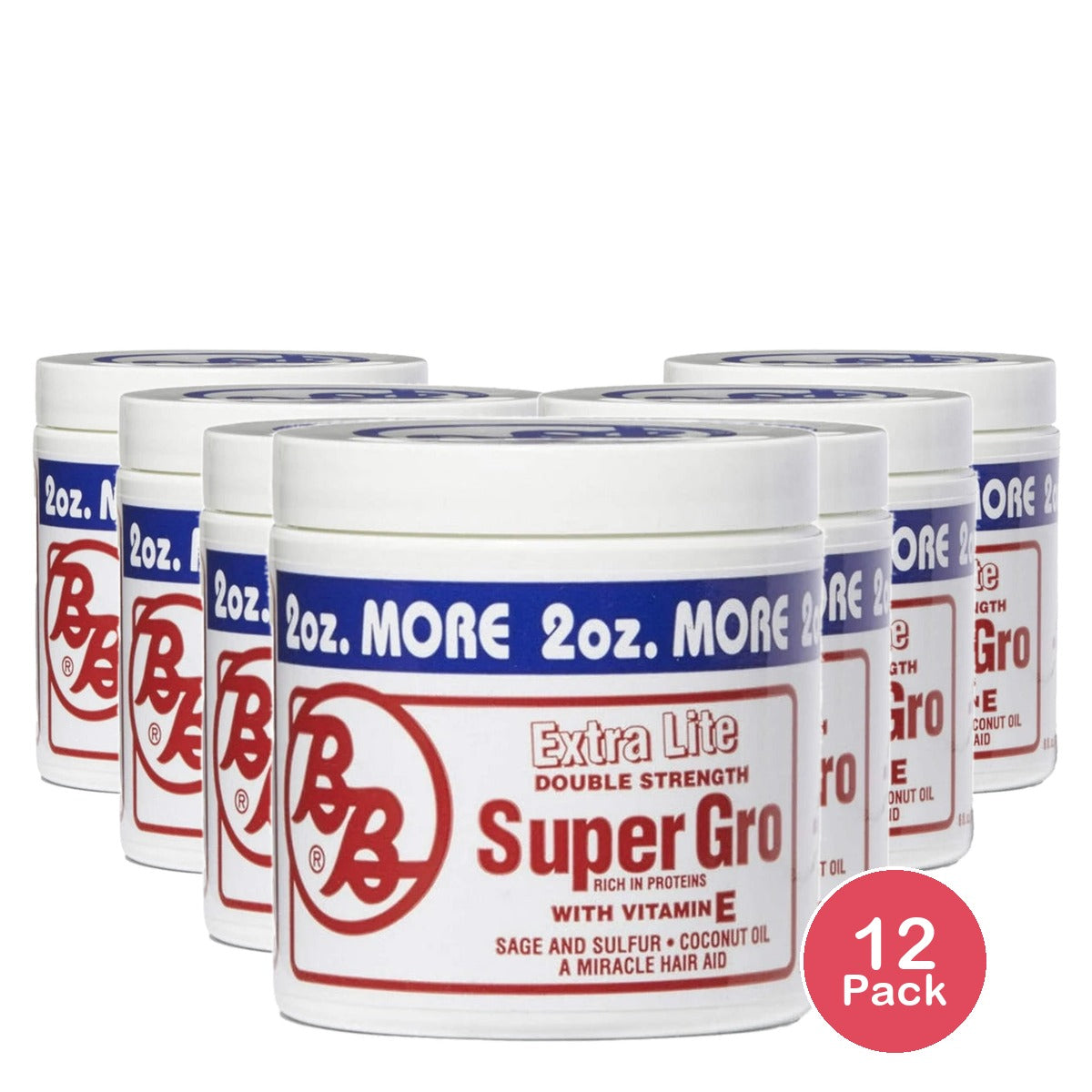 Bronner Brothers Extra Lite Double Strength Super Gro with Vitamin E. 6 Fl. Oz (Pack of 12)