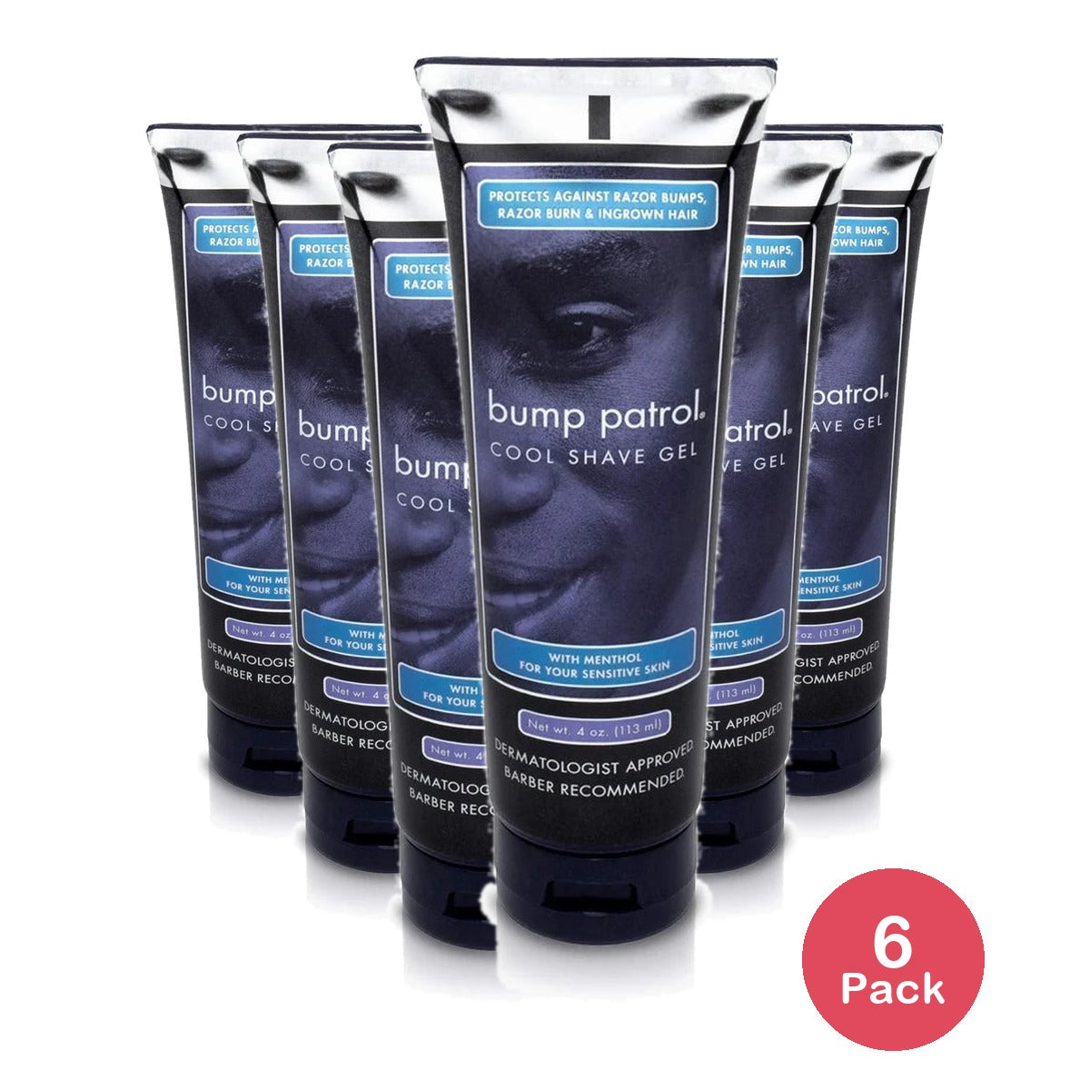 Bump Patrol Cool Shave Gel - Sensitive Clear Shaving Gel With Menthol Prevents Razor Burn, Bumps, Ingrown Hair 4 Oz (Pack of 6)
