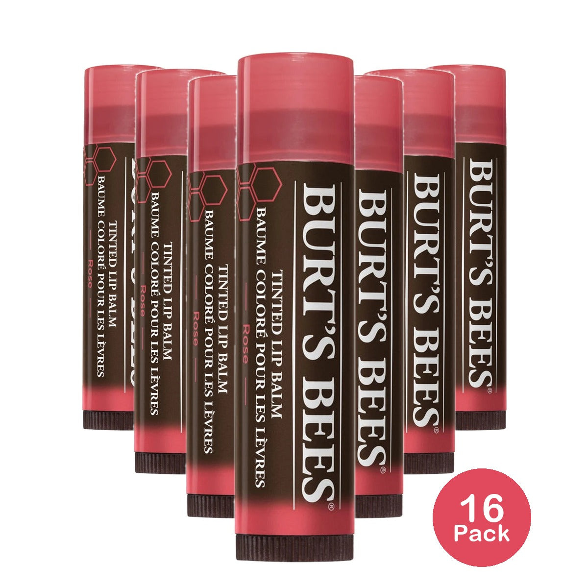 Burt's Bees 100% Natural Tinted Lip Balm Rose With Shea Butter & Botanical WAxe 0.15 Oz (Pack Of 16)