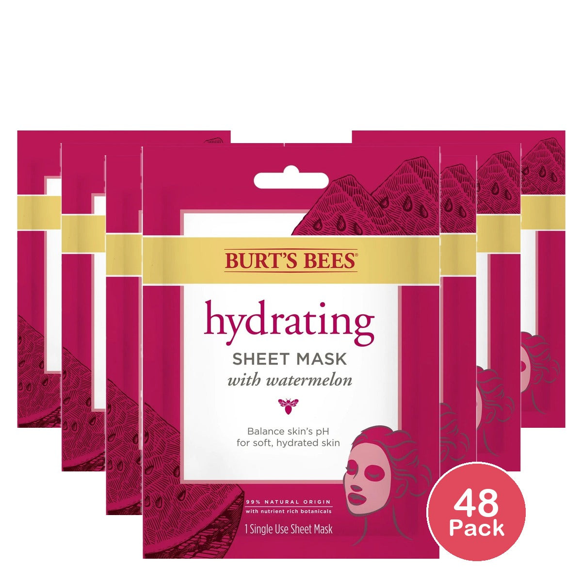Burt's Bees Hydrating Sheet Mask Watermelon 1 Count (Pack of 48)