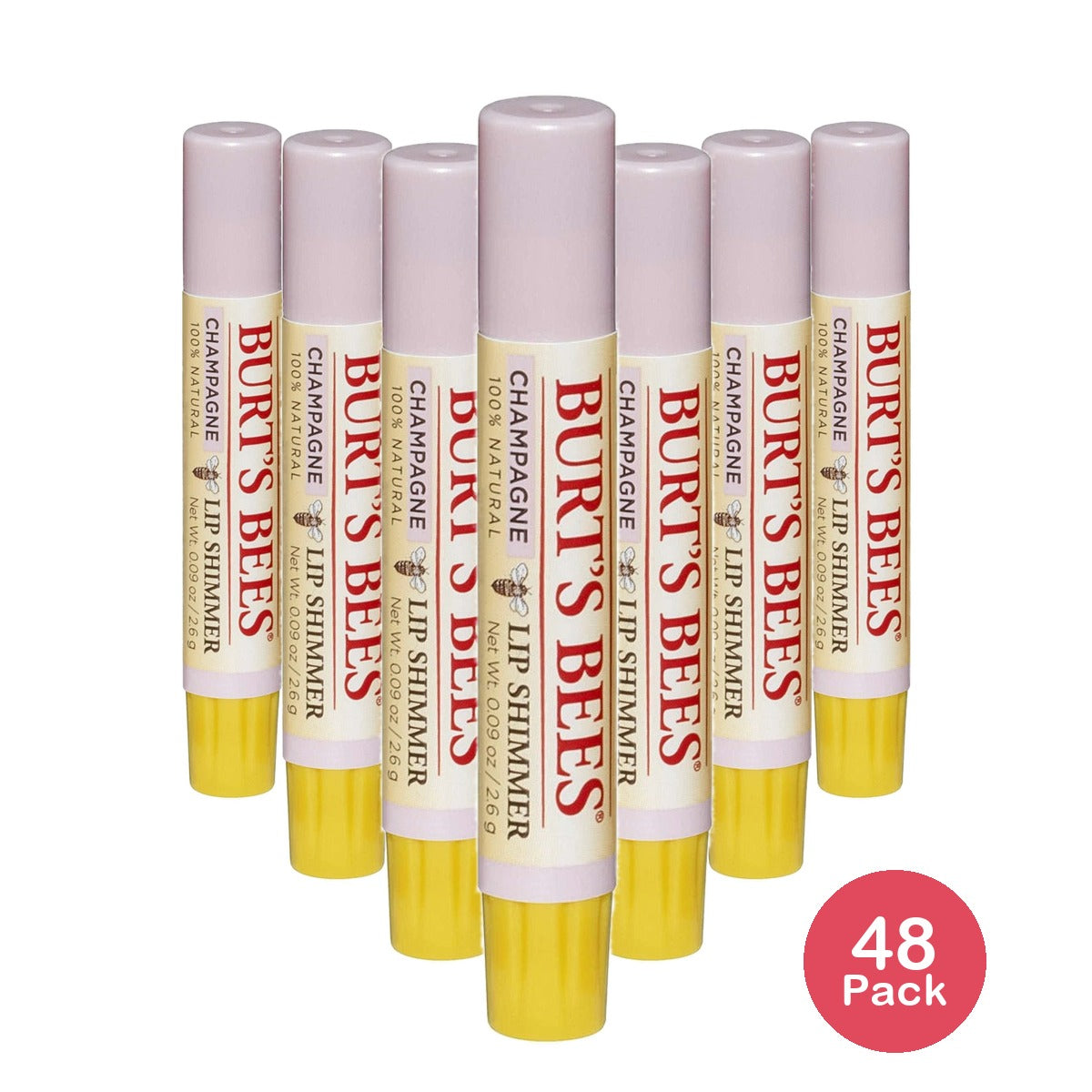 Burt's Bees Lip Balm Moisturizing Lip Shimmer For Women For All Day Hydration 0.09 Oz (Pack Of 48)