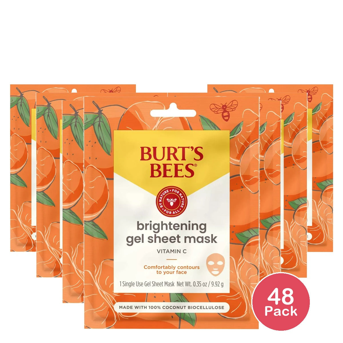 Burt's Bees Brightening Biocellulose Gel Face Mask with Mandarin Extract Single U (Pack of 48)