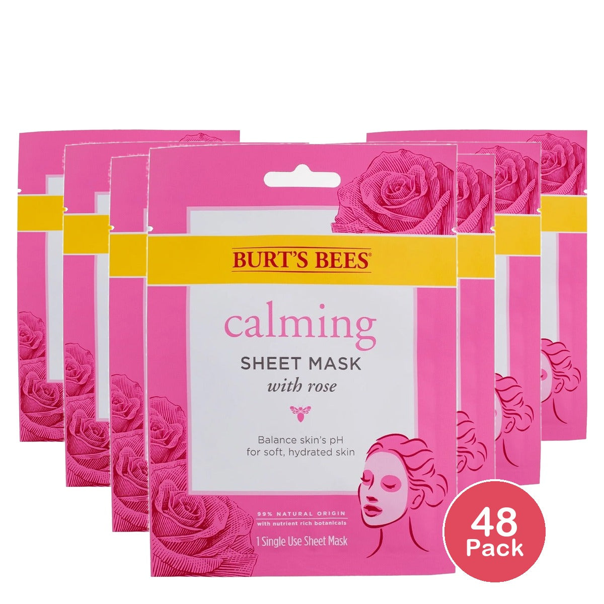 Burt's Bees Calming Rose Face Sheet Mask (Pack of 48)