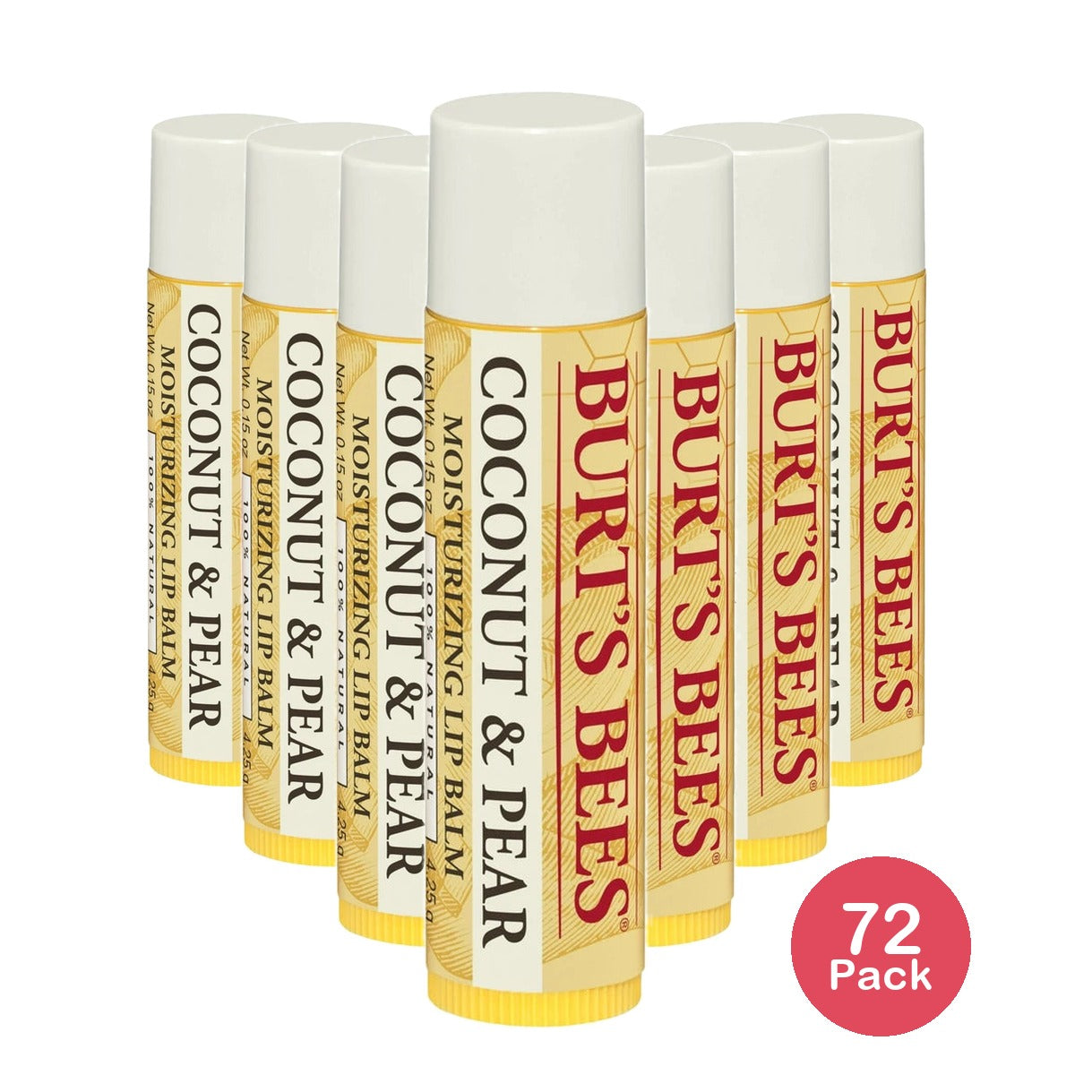 Burt's Bees Coconut & Pear Moisturizing Lip Balm 0.15 Oz (Pack Of 72)