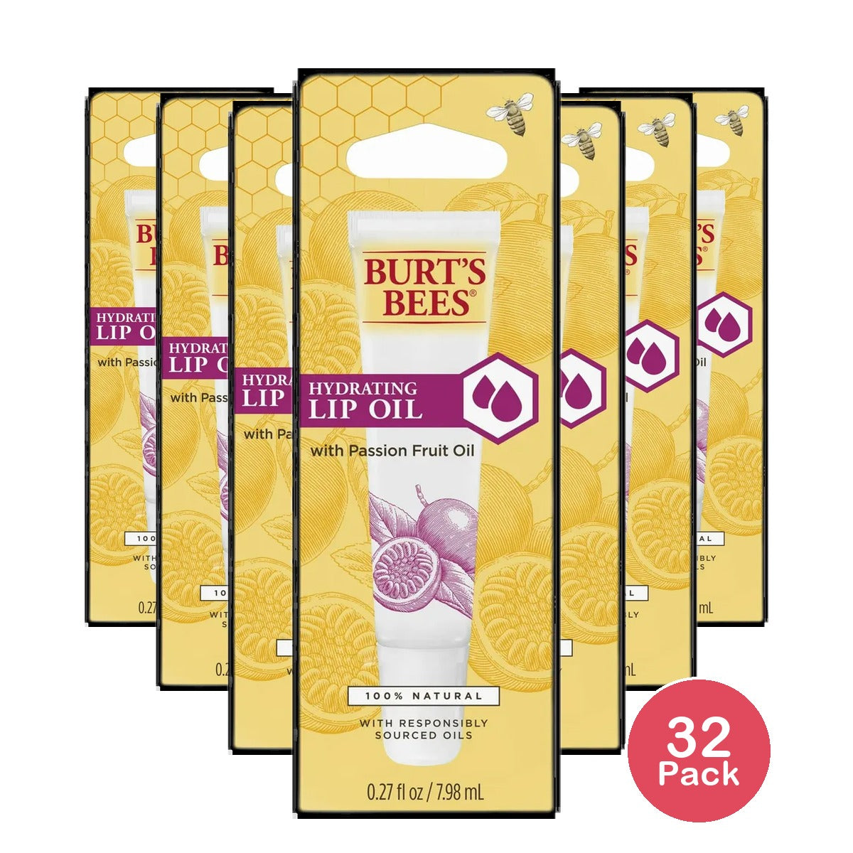 Burt'S Bees Hydrating Lip Oil With Passion Fruit Oil, 0.27 Oz (Pack Of 32)