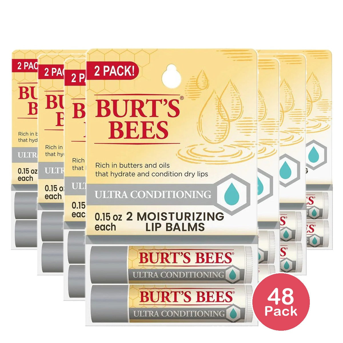 Burt's Bees Lip Balm Ultra Conditioning 0.15 Oz (Pack of 48)