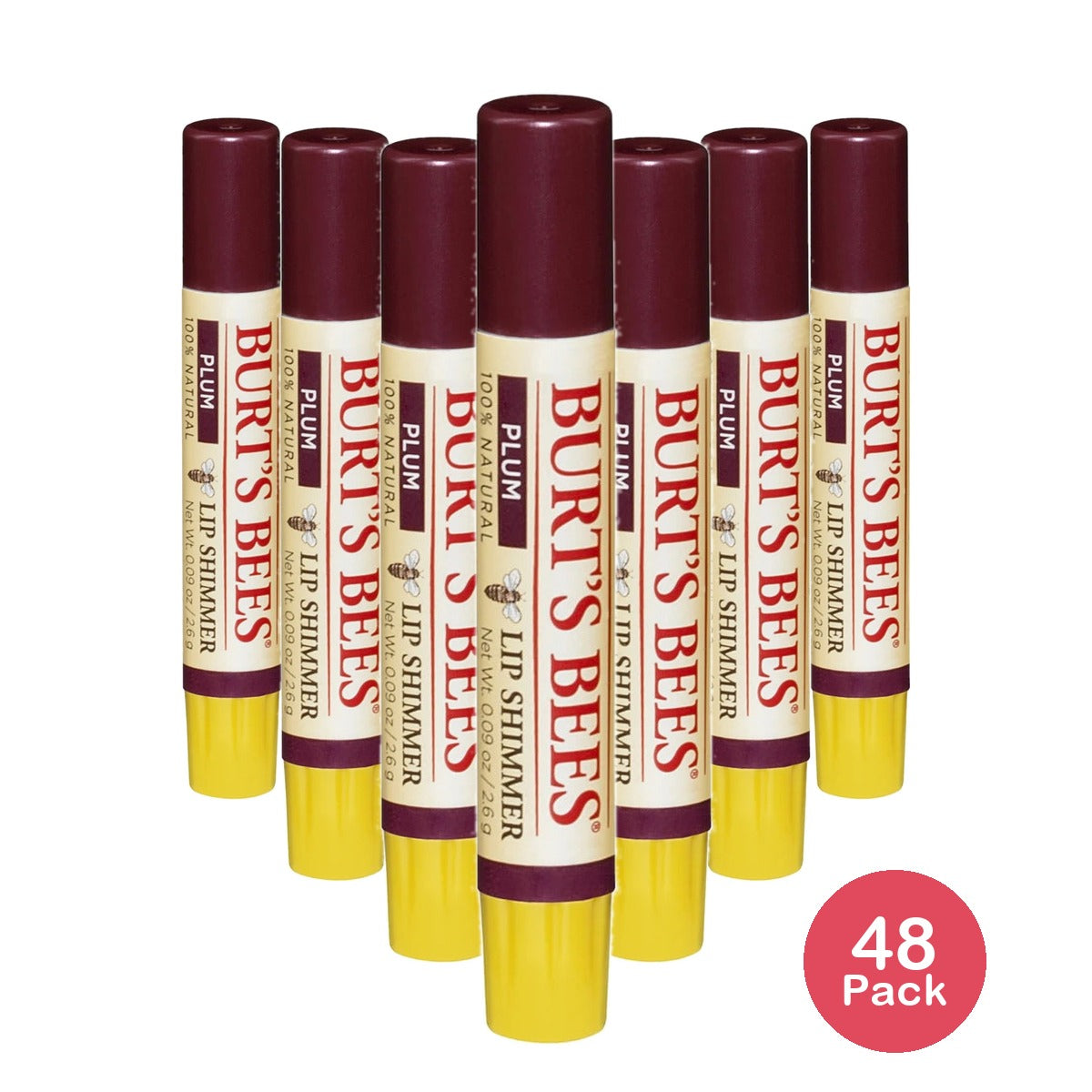 Burt’s Bees Lip Shimmer Lip Gloss Shade Plum 2.6 G 0.09 Oz (Pack Of 48)