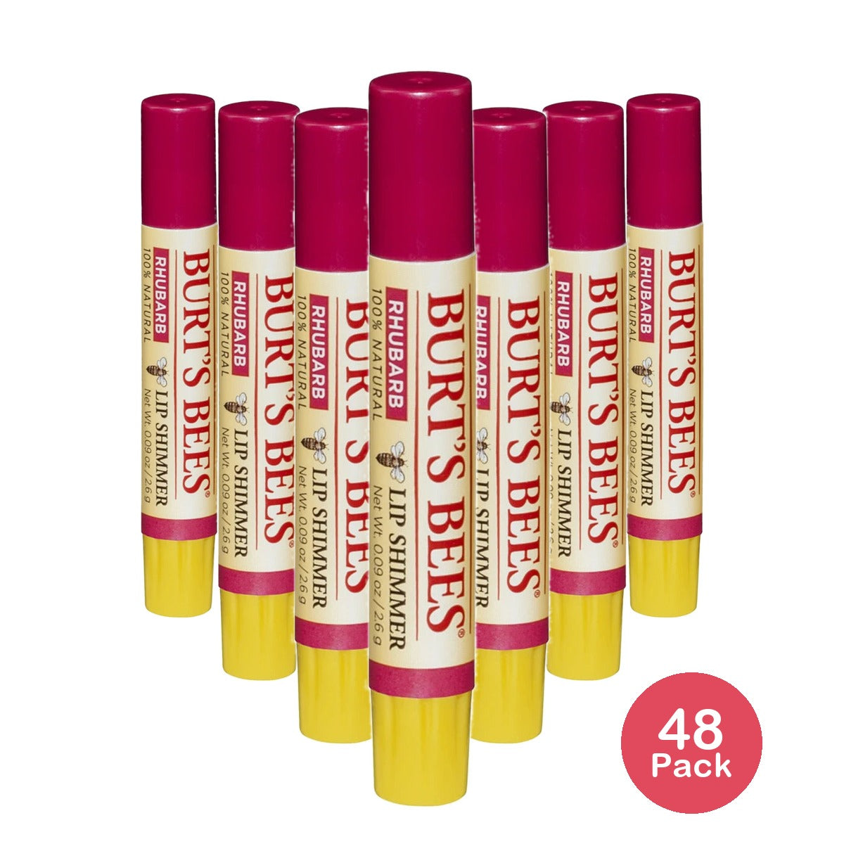 Burt's Bees Lip Shimmer - Rhubarb - 0.09Oz (Pack Of 48)