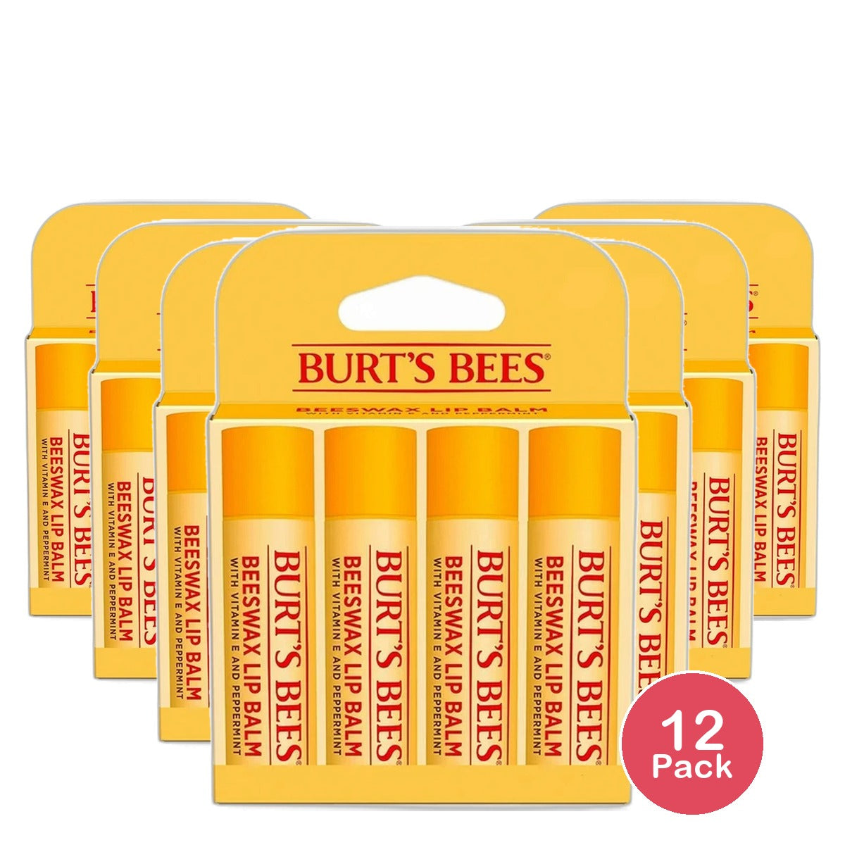 Burts Bees Natural Moisturizing Lip Balm With Beeswax 0.15Oz (Pack Of 12)