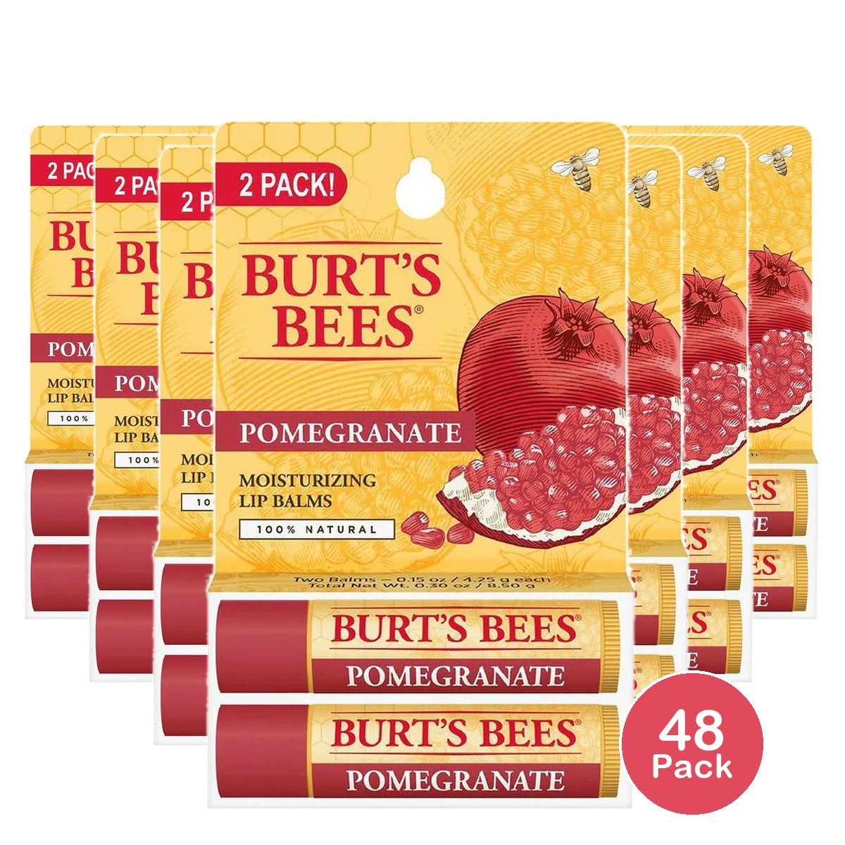 Burt's Bees Pomegranate Lip Balm 0.15 Oz (Pack of 48)