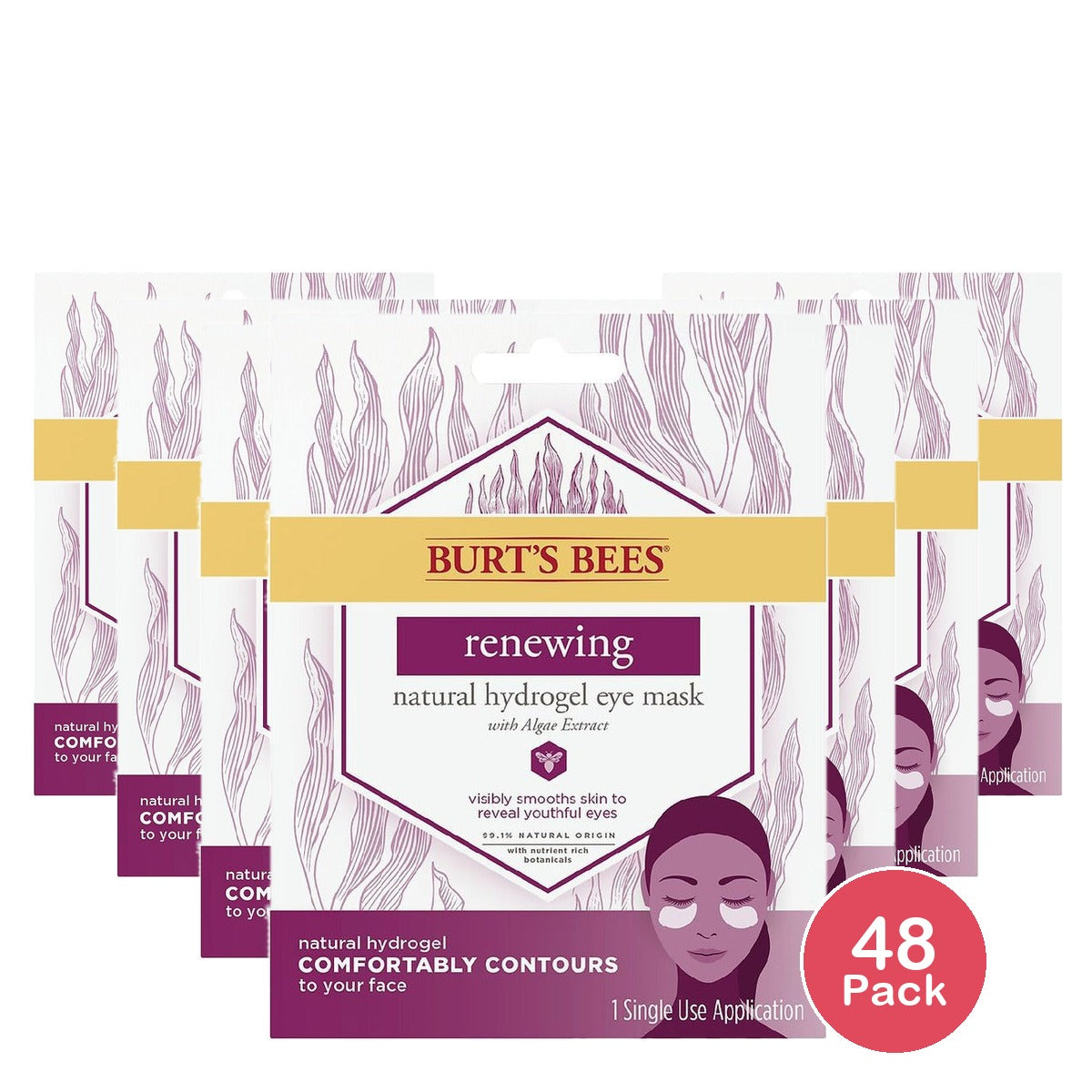 Burt's Bees Renewing Hydrogel Eye Mask 1 Count (Pack of 48)