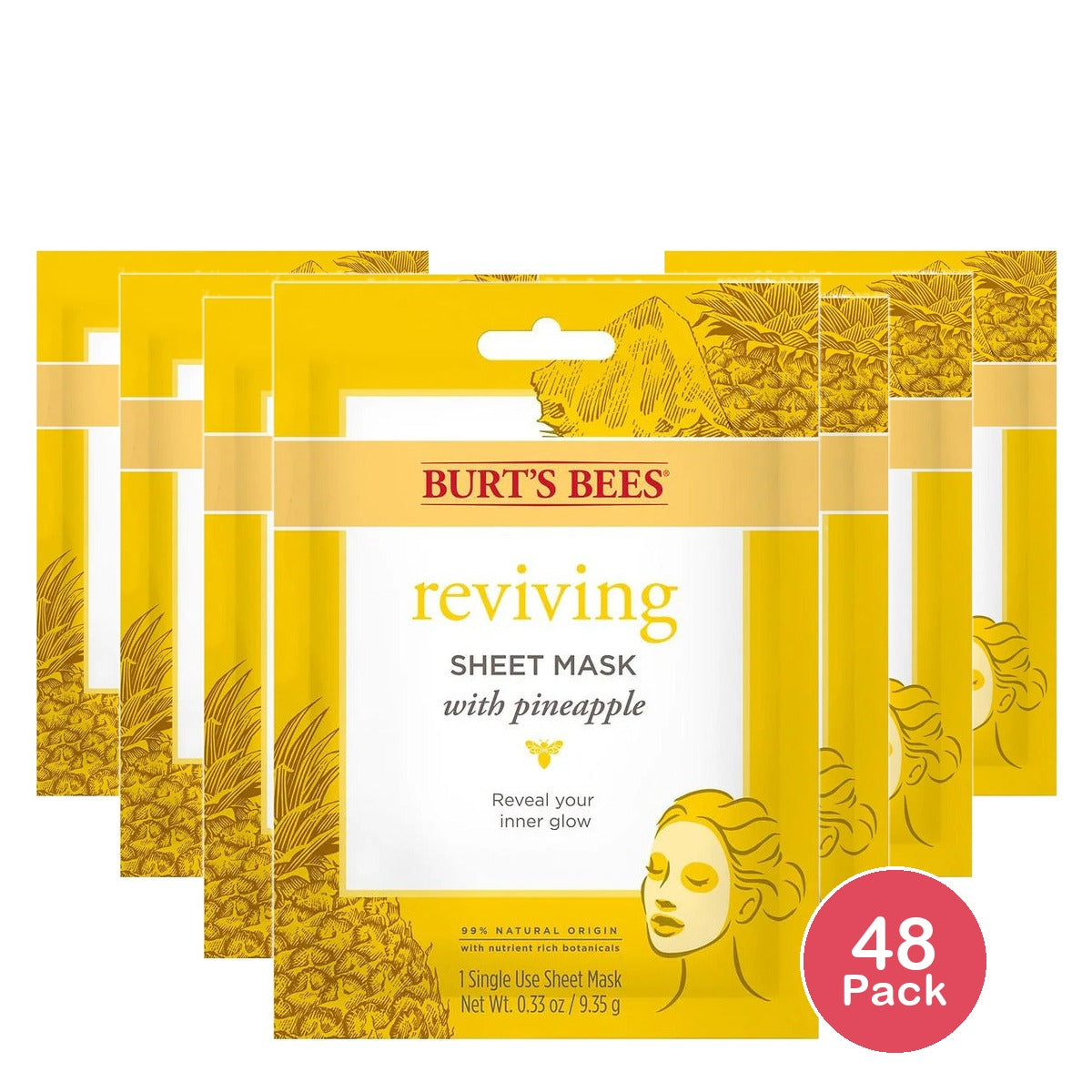 Burt's Bees Reviving Pineapple Sheet Mask (Pack of 48)