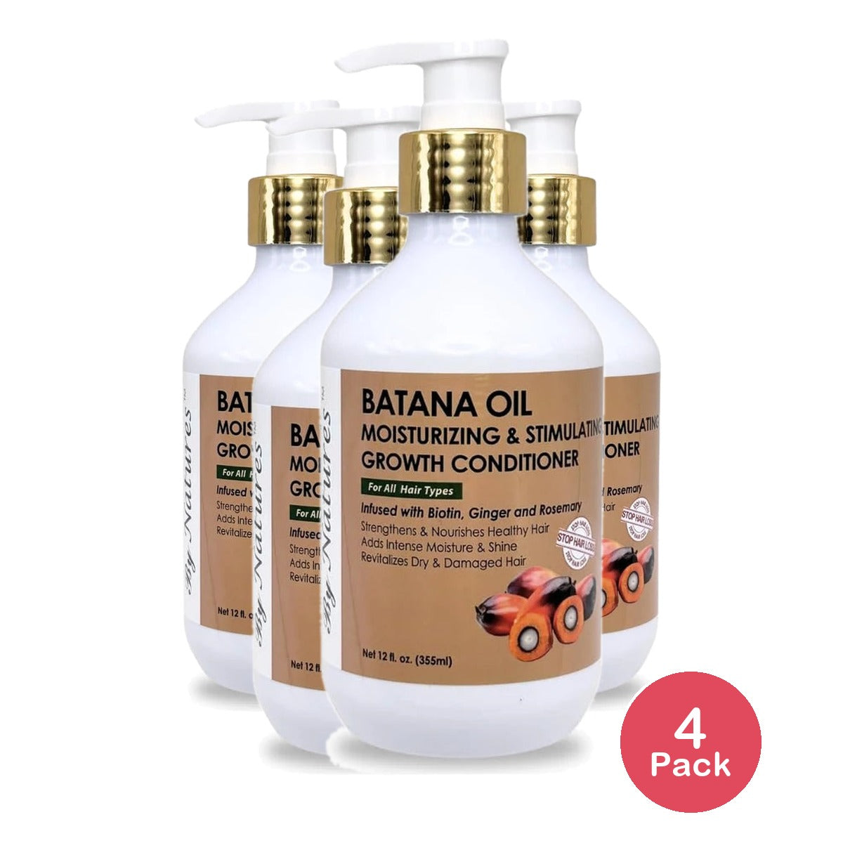 By Natures Batana Oil Moisturizing & Stimulating Growth Conditioner 12 fl.oz (Pack of 4)