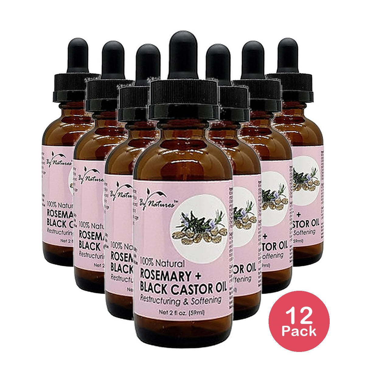 By Nature's Black Castor Oil Rosemary 2 Oz (Pack of 12)
