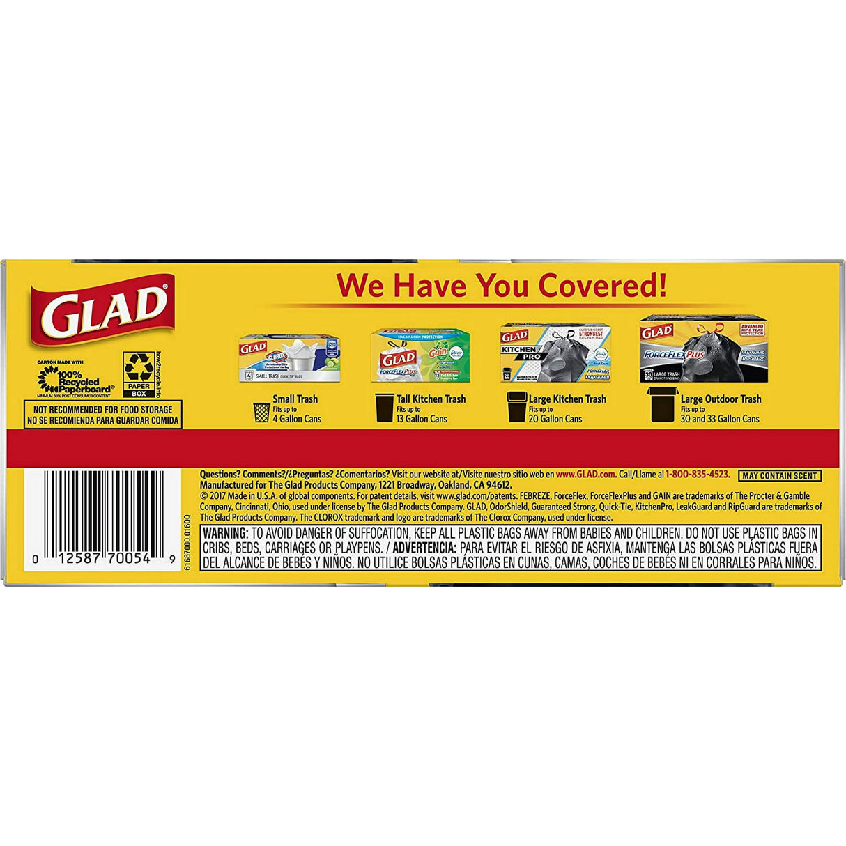 Glad Strong Quick-Tie Large Trash Bags, 30 Gallon, Black (Pack of 9)