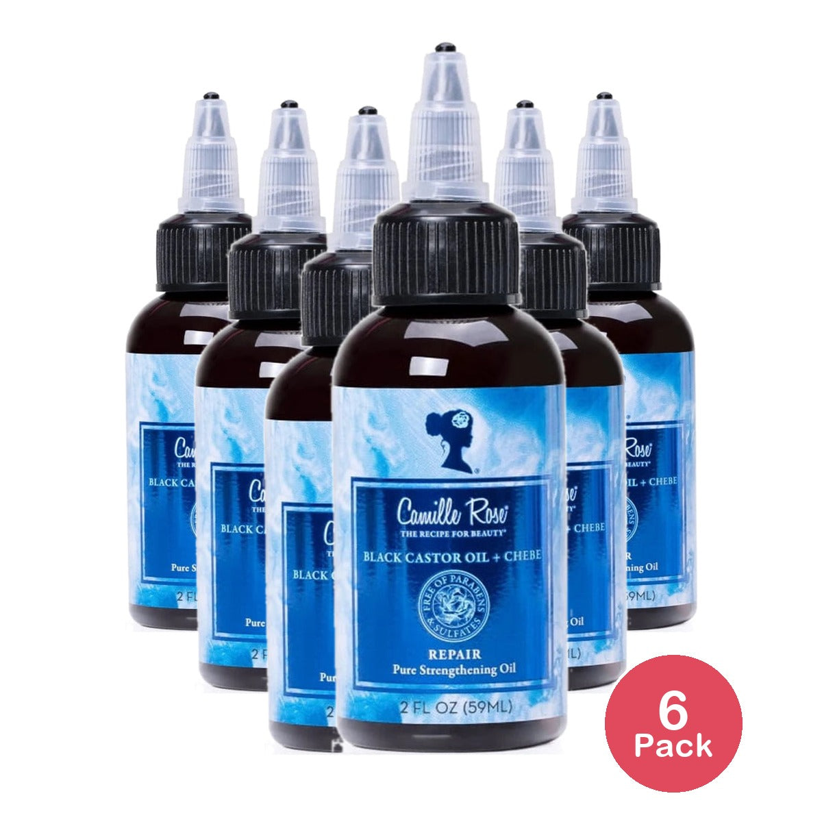 Camille Rose Black Castor Oil & Chebe Repair Pure Strengthening 2oz (Pack of 6)