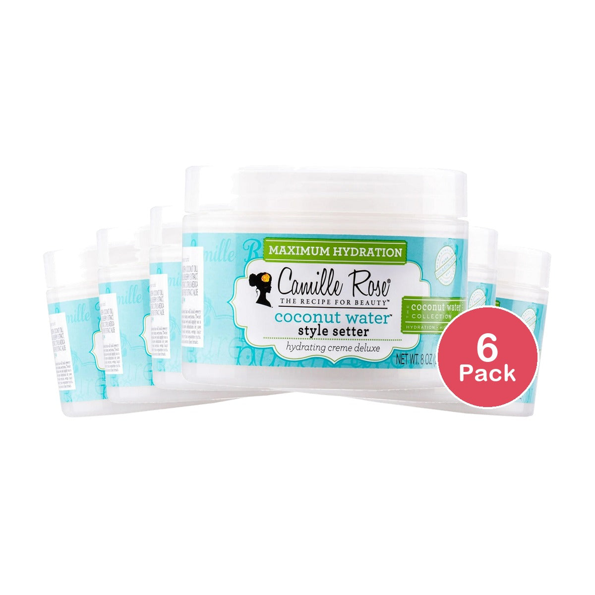 Camille Rose Coconut Water Hydrae & Soften Styler Setter Styling Gel with Coconu 8 Oz (Pack of 6)