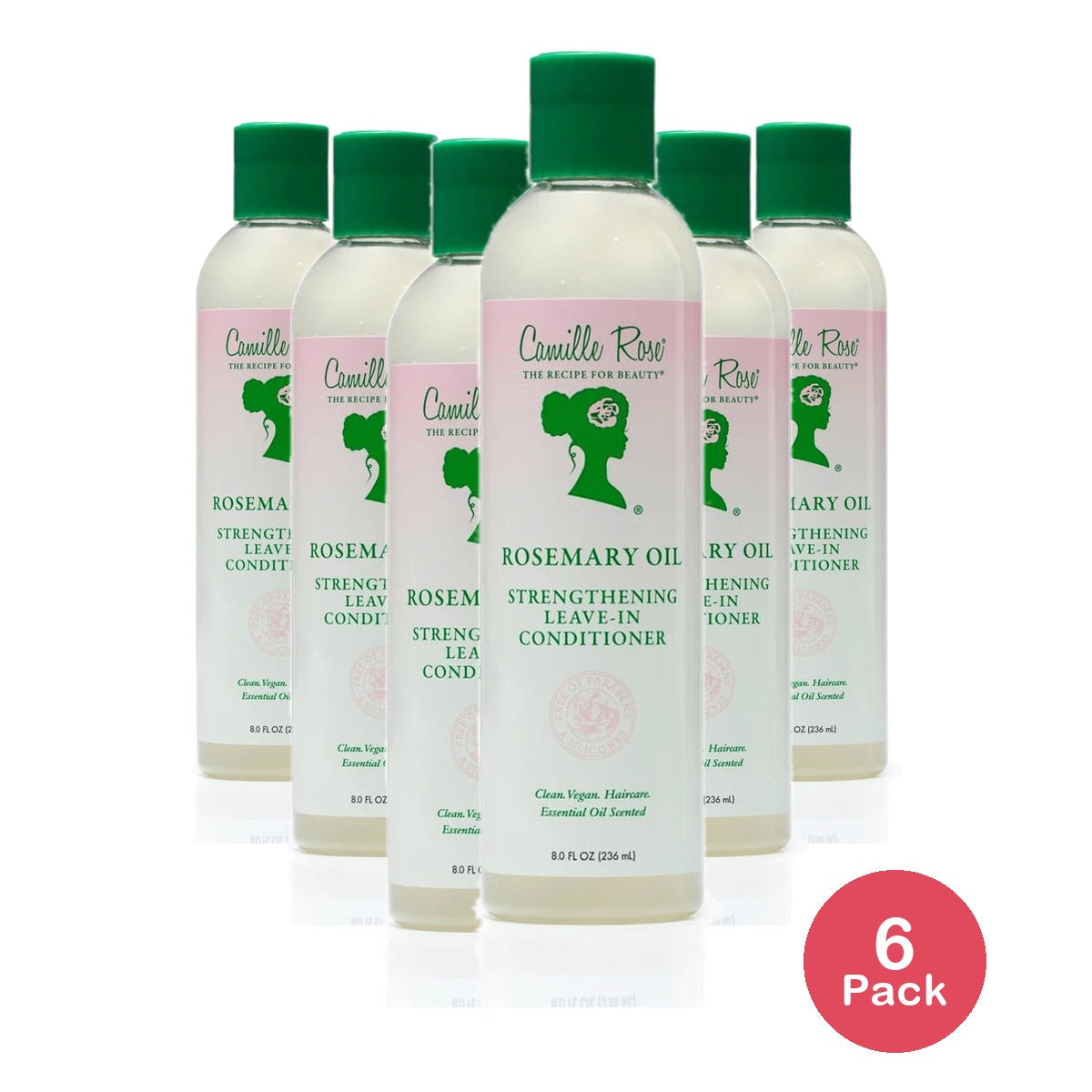 Camille Rose Rosemary Oil Strengthening Soften & Moisturize All Ages Leave-In Conditioner with Rosemary Oil & Peppermint Oil - 8 fl oz (Pack of 6)