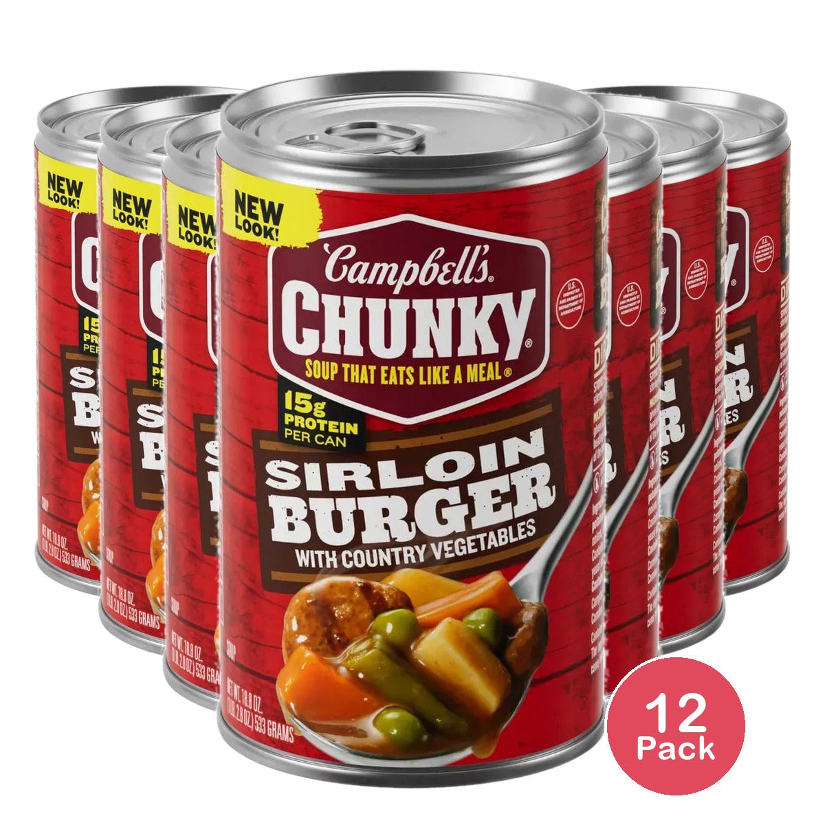 Campbells Chunky Sirloin Burger with Country Vegetables Soup Cup - 18.8 Oz (Pack of 12)