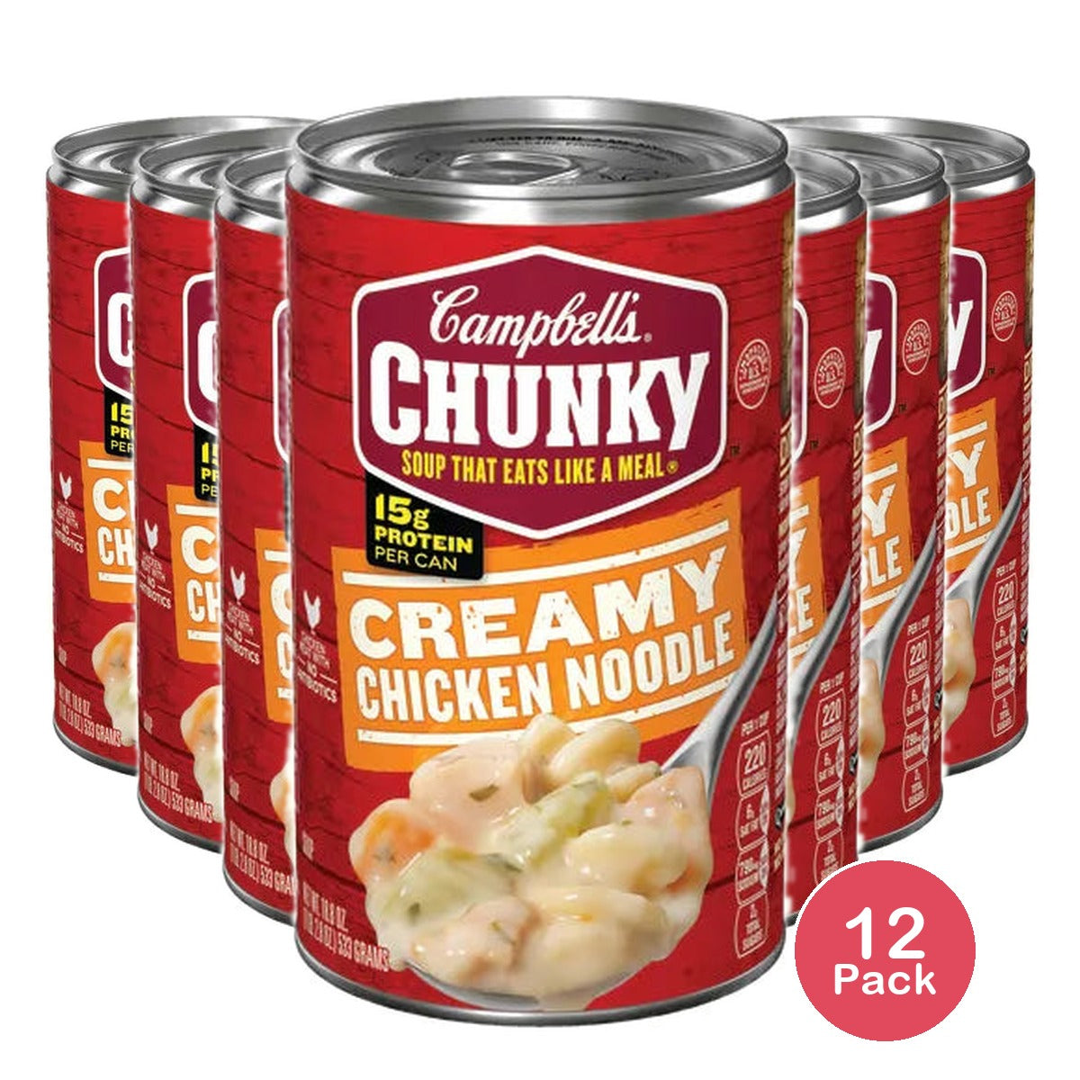 Campbell's Chunky Soup, Ready to Serve Creamy Chicken Noodle Soup, 18.8 oz (Pack of 12)