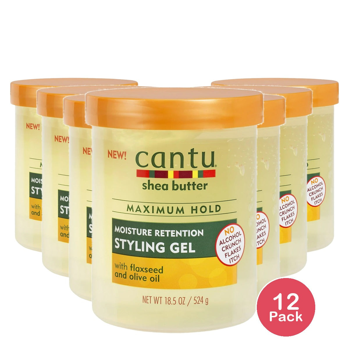 Cantu Moisture Retention Styling Gel with Flaxseed and Olive Oil 18.5 fl oz (Pack of 12)