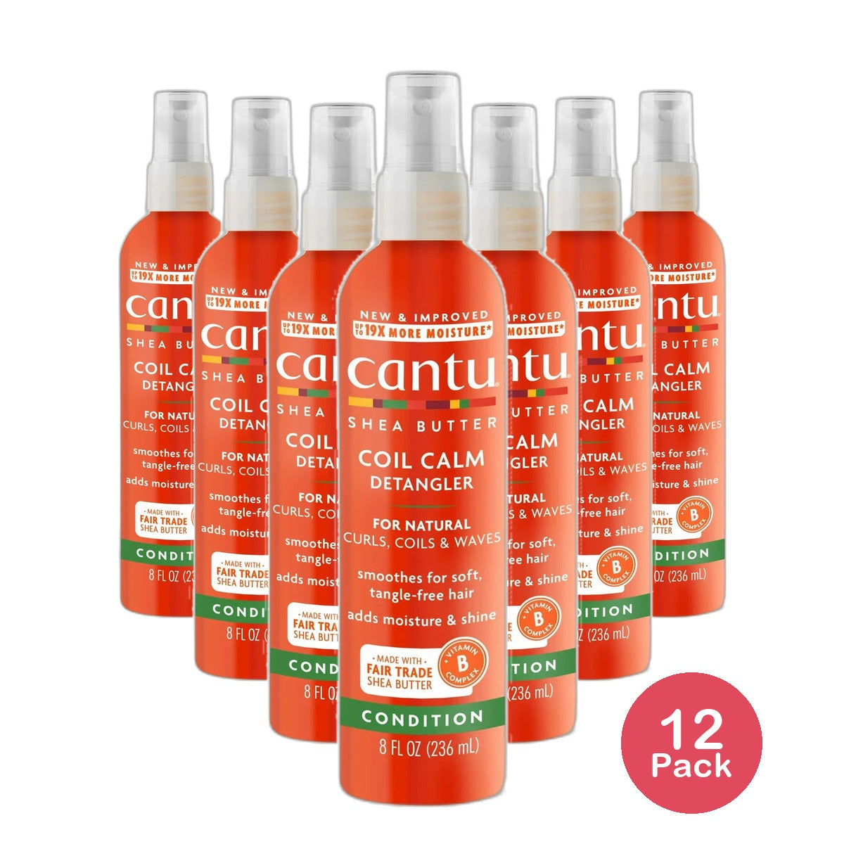 Cantu Shea Butter for Natural Hair Coil Calm Detangler Spray 8Oz (Pack of 12)