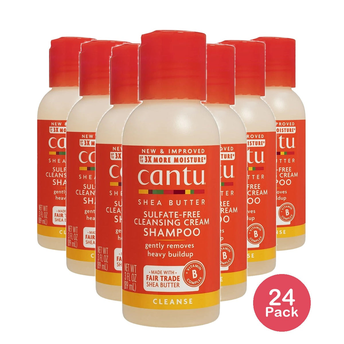 Cantu Sulfate-Free Cleansing Cream Shampoo for Natural Hair 3 fl oz (Pack of 24)