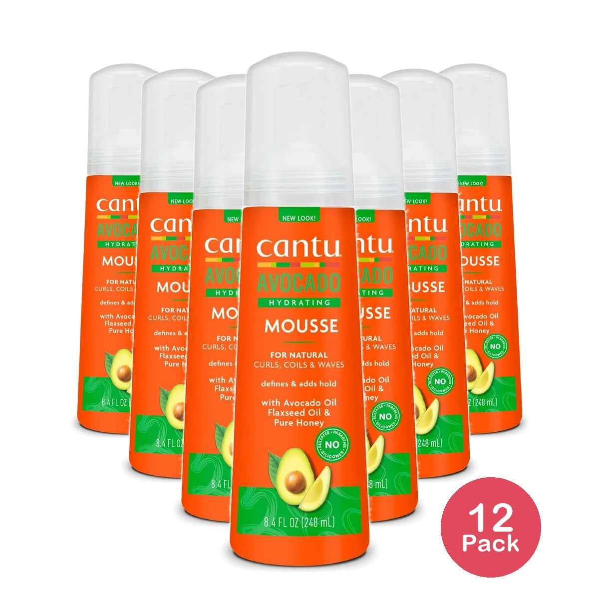 Cantu Sulfate-Free Hydrating Styling Mousse with Avocado Oil 8.4 fl oz (Pack of 12)