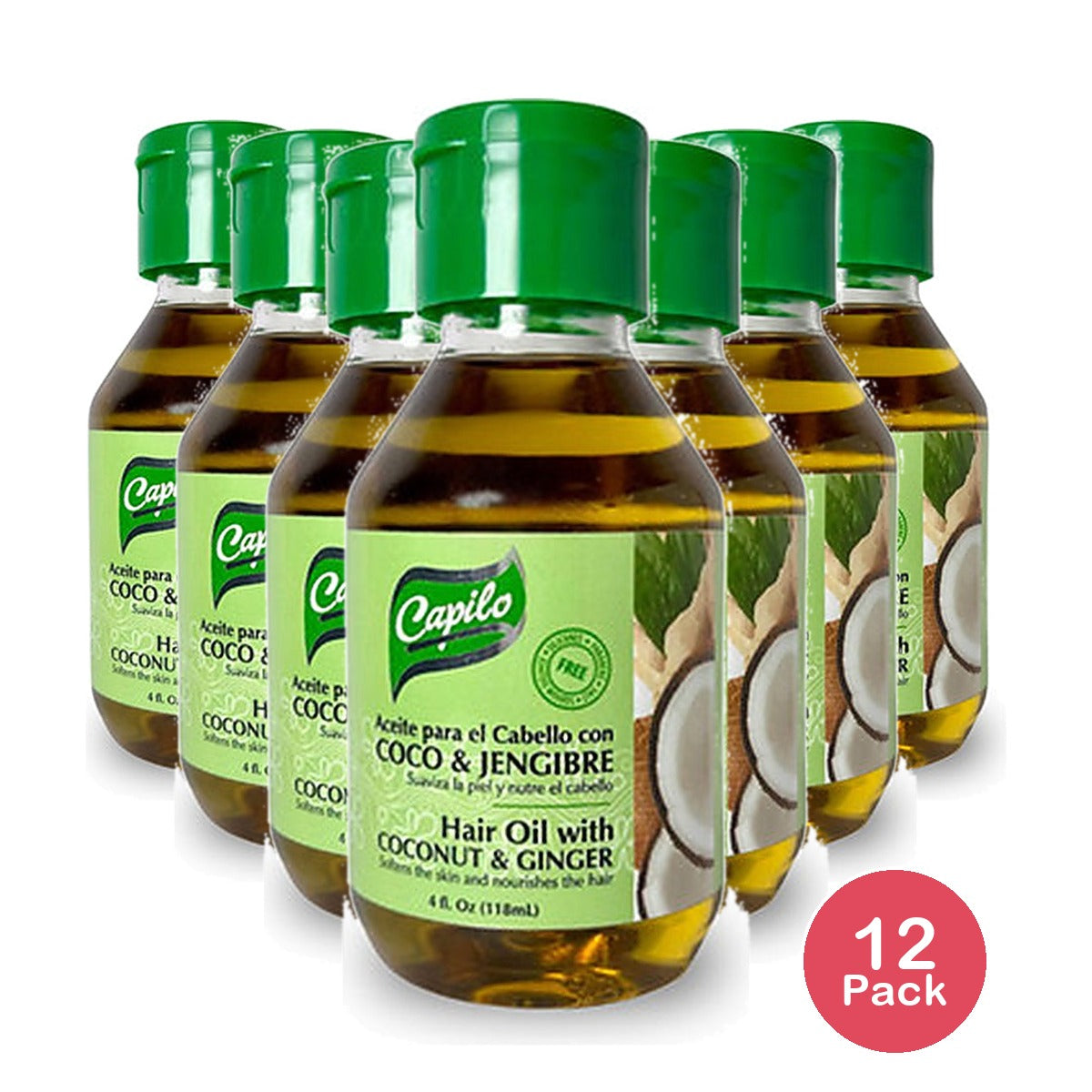 Capilo Coconut & Ginger Oil 4 Oz (Pack of 12)
