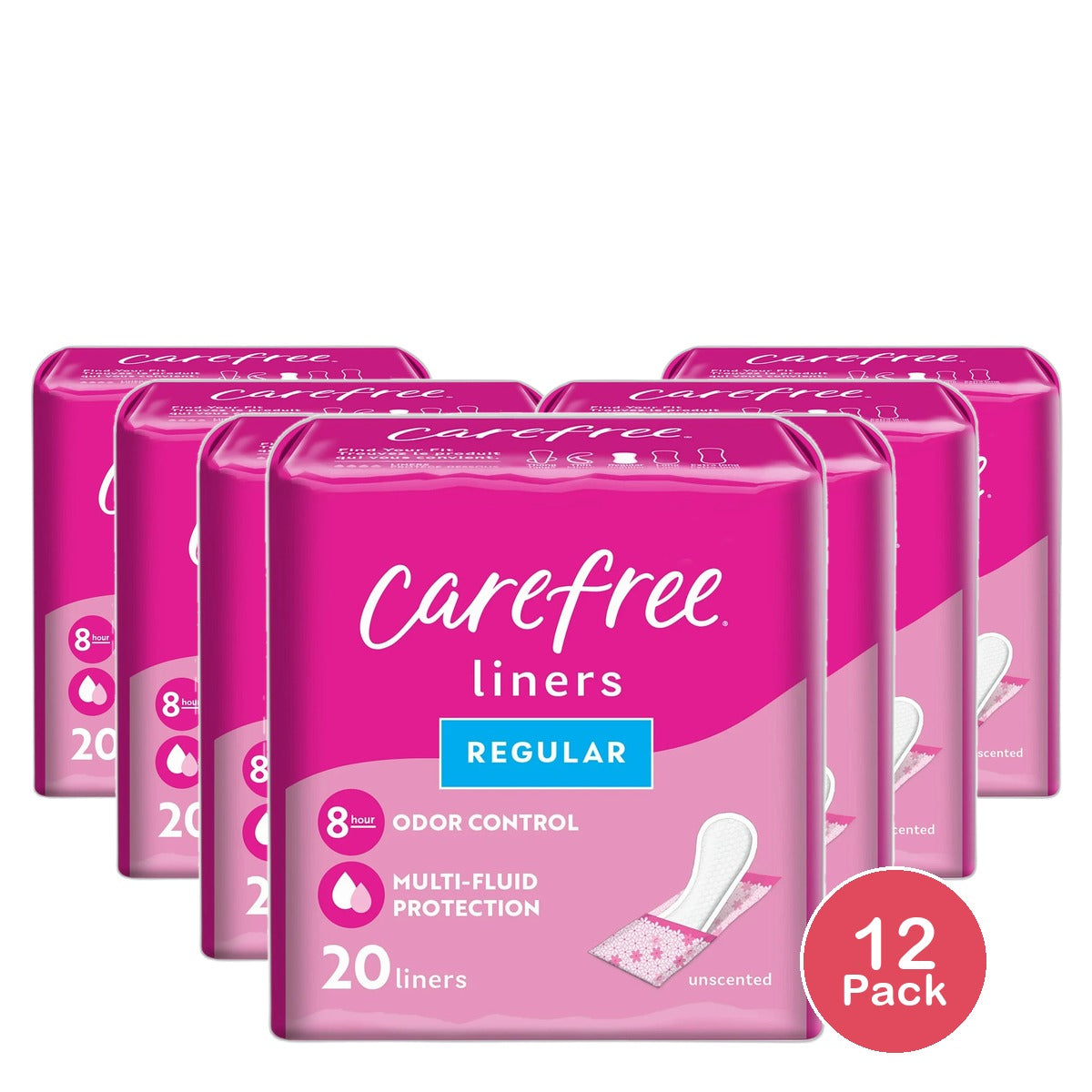 Carefree Acti-Fresh Body Shape Regular Pantiliners Unscented 1.06Oz (Pack Of 12)
