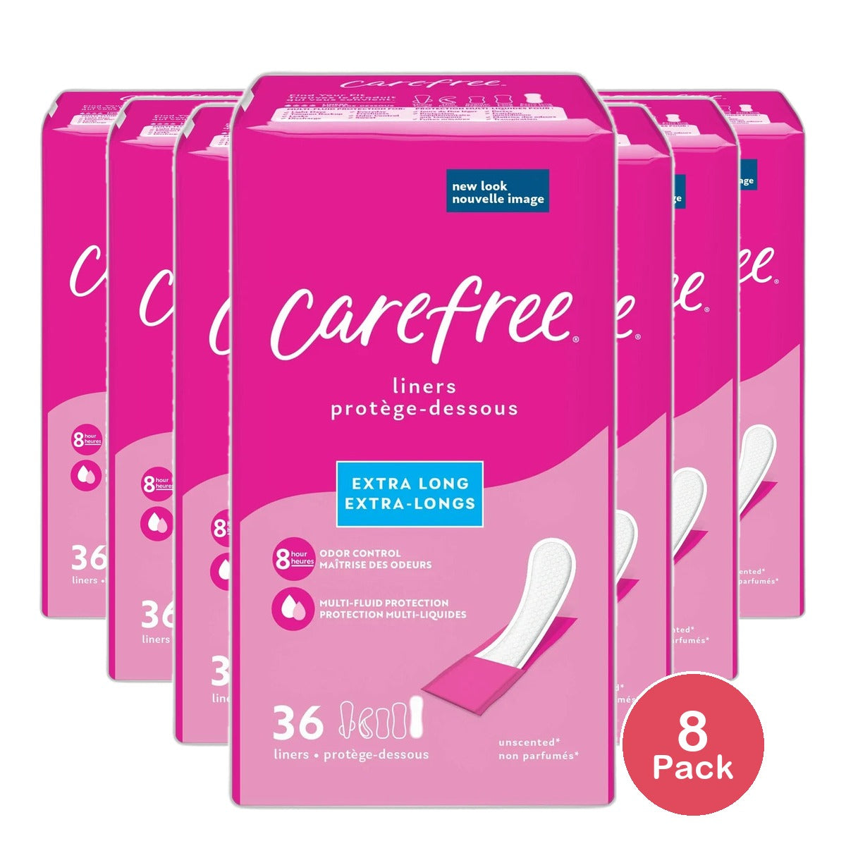 Carefree ACTi-Fresh Extra Long Pantiliners To Go Unscented 3.17oz (Pack of 8)